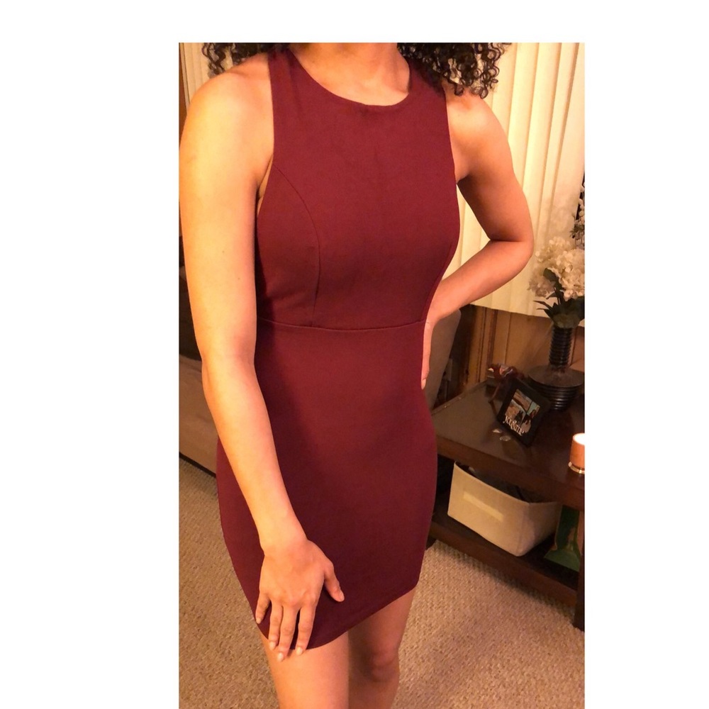 Flora Burgundy Mini Strappy Dress
